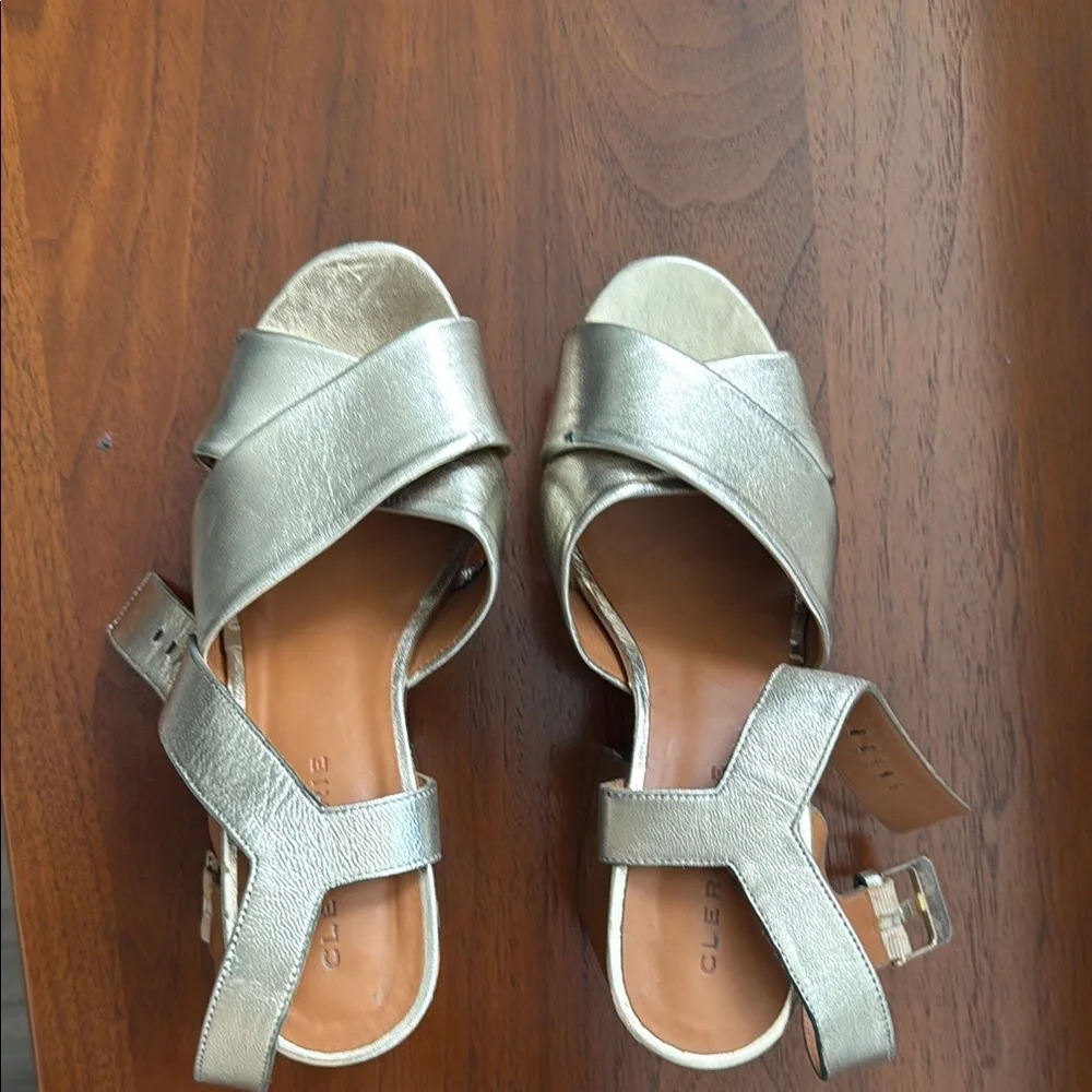 Robert Clergerie Silver Platform Sandals with Crossover Straps - Picture 5 of 6